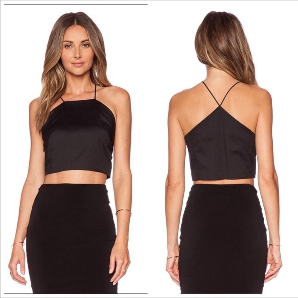 Milly NWT Black Silk Blouse Sleeveless Spaghetti Strap Evening Crop Top